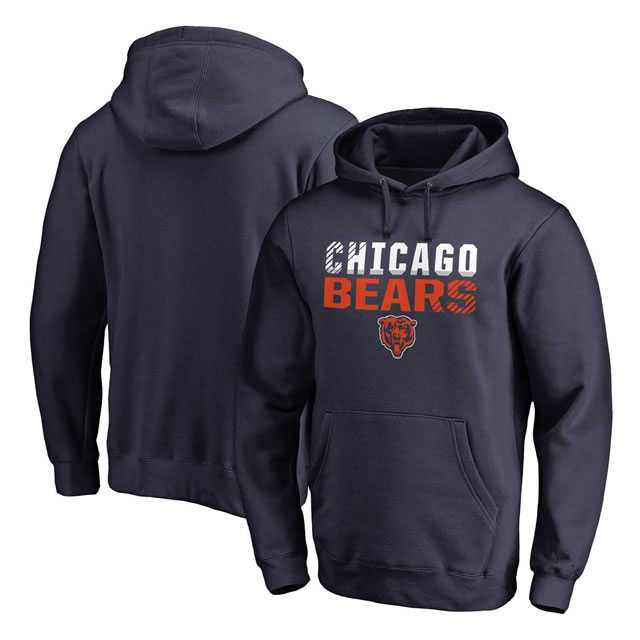 Chicago Bears NFL Pro Line by Fanatics Branded Navy Iconic Collection Fade Out Pullover Hoodie 90Hou